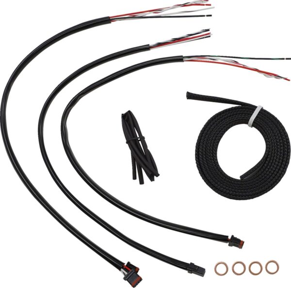 Complete Black Vinyl Braided Handlebar Cable/Brake Line Kit - Image 2