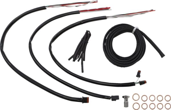 Complete Black Vinyl Braided Handlebar Cable/Brake Line Kit - Image 2