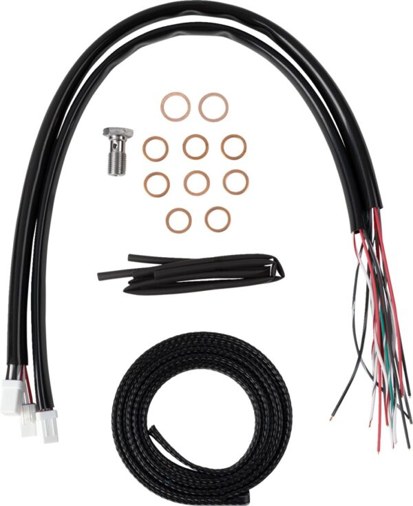 Complete Black Vinyl Braided Handlebar Cable/Brake Line Kit - Image 2