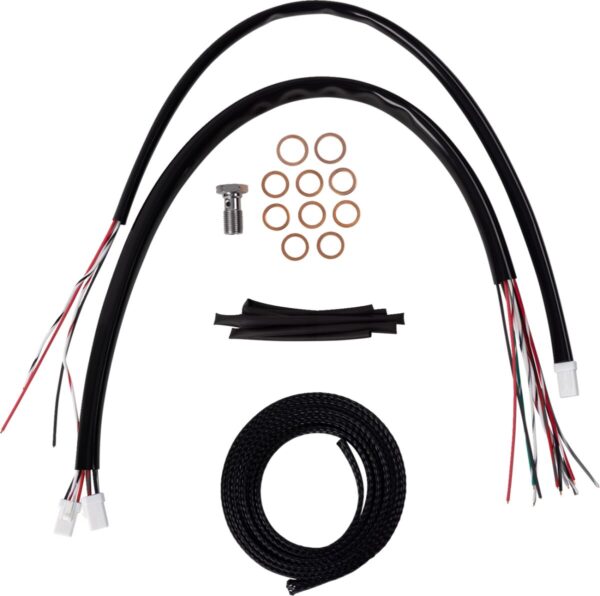 Complete Black Vinyl Braided Handlebar Cable/Brake Line Kit - Image 2