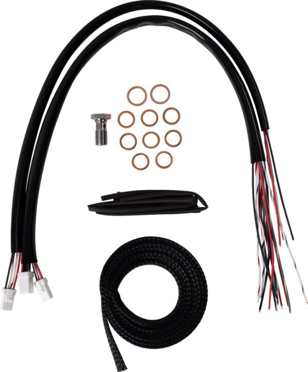 Complete Black Vinyl Braided Handlebar Cable/Brake Line Kit - Image 2