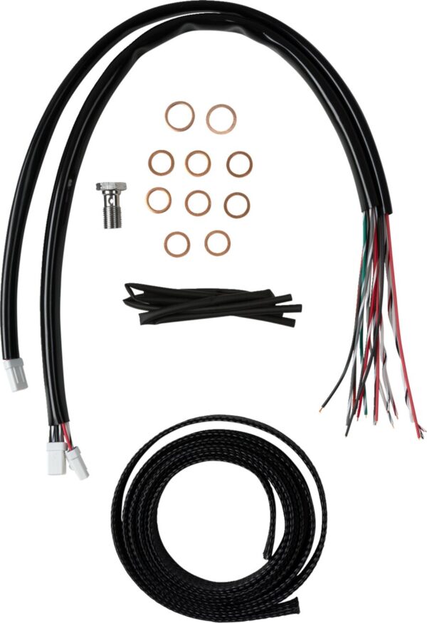 Complete Black Vinyl Braided Handlebar Cable/Brake Line Kit - Image 2