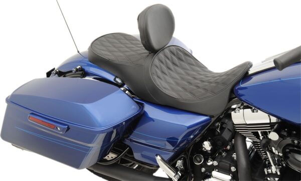 Forward Positioned 2-Up Low Profile Touring Leather Seat - Image 3